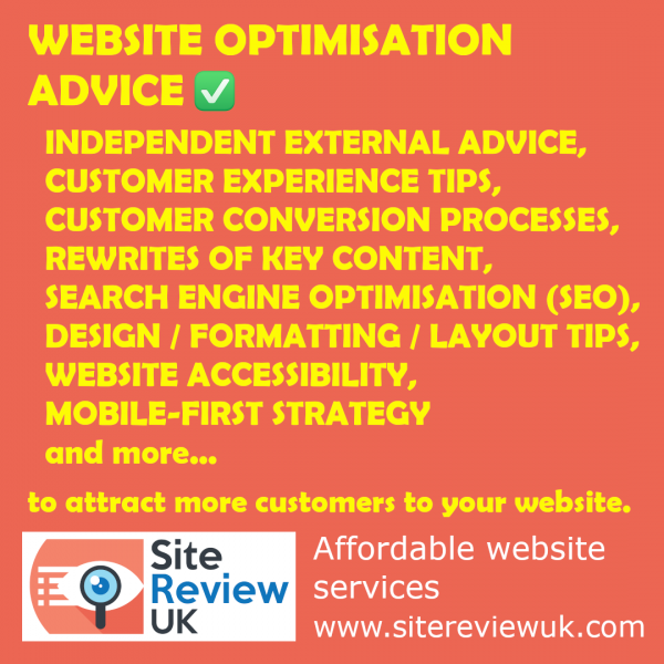 Latest news image. Site Review UK advert: Affordable website optimisation services.