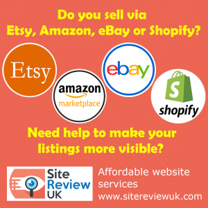 Latest news image. Site Review UK advert: Need help with your Etsy, Amazon, eBay or Shopify SEO?