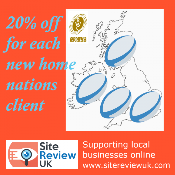 Latest news image. Site Review UK advert: 20% discount for the Women's Rugby World Cup... across the UK