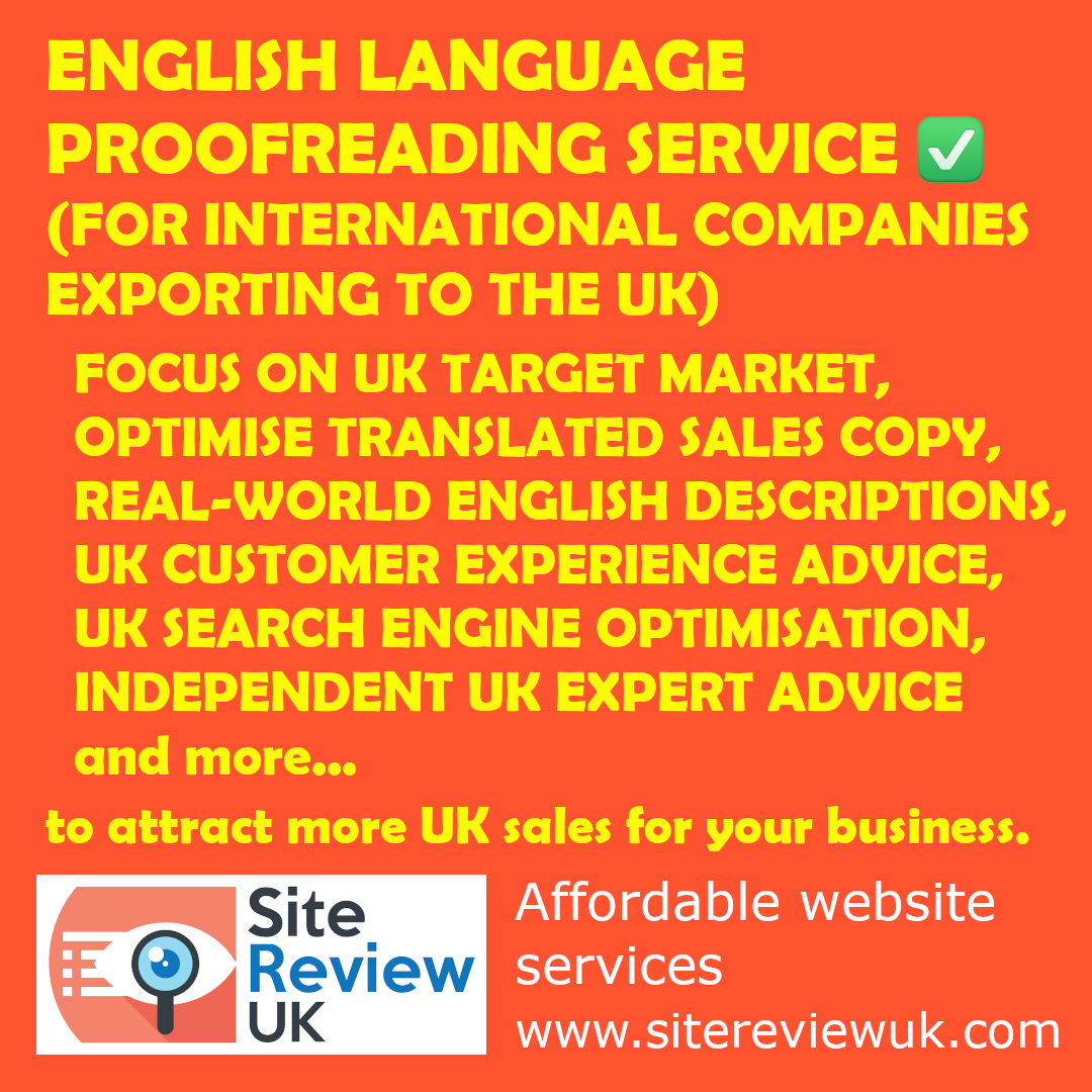 Latest news image. Site Review UK advert: English language proofreading service for international companies.