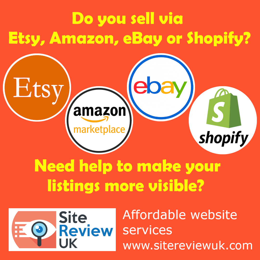 Latest news image. Site Review UK advert: Need help with your Etsy, Amazon, eBay or Shopify SEO?