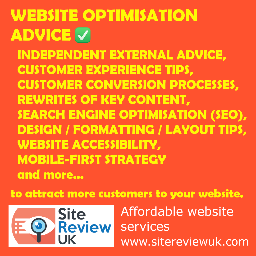 Latest news image. Site Review UK advert: Affordable website optimisation services.