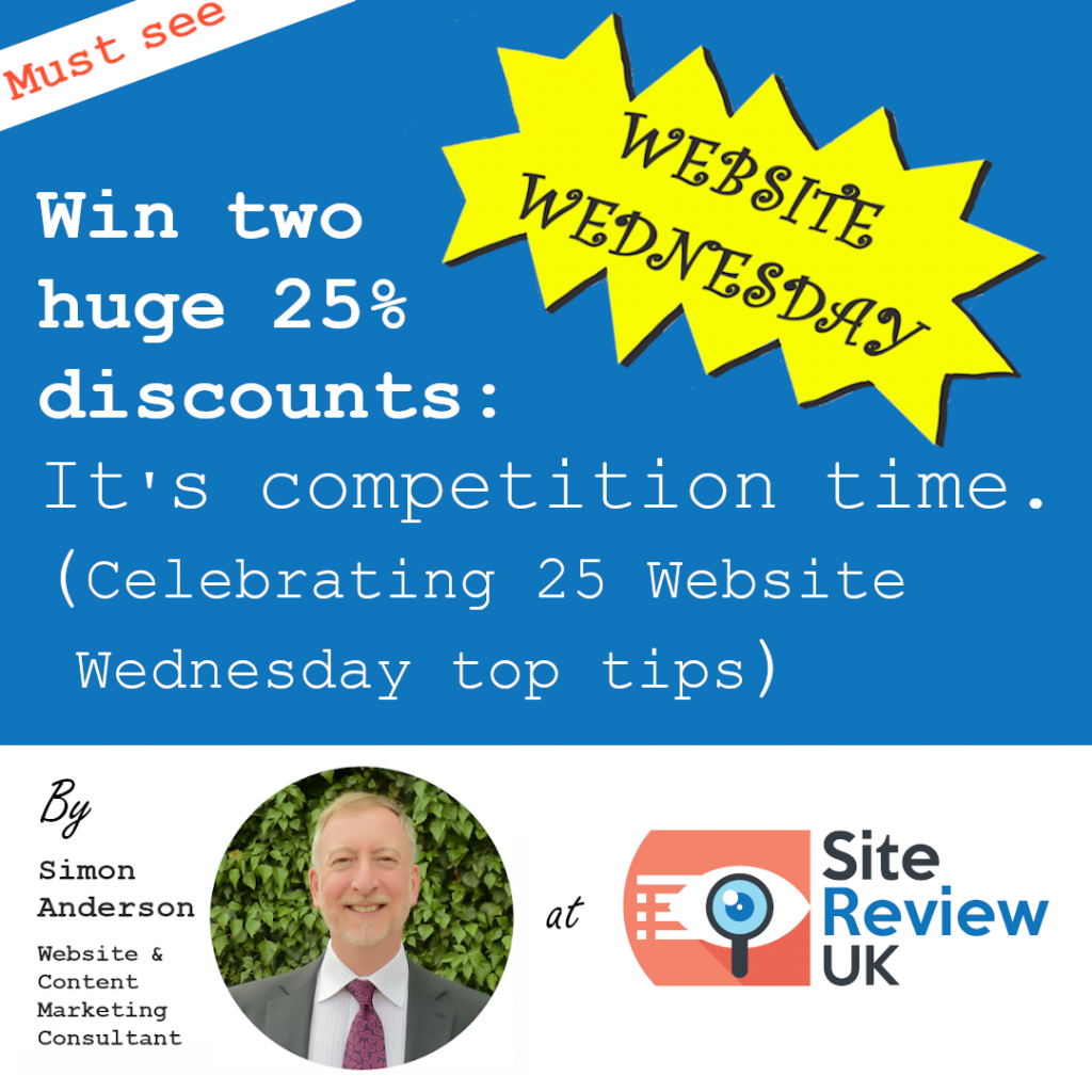 Latest news image. Site Review UK advert: Website Wednesday competition