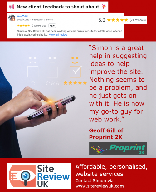 Latest news image. Site Review UK advert: Latest 5-star review #34