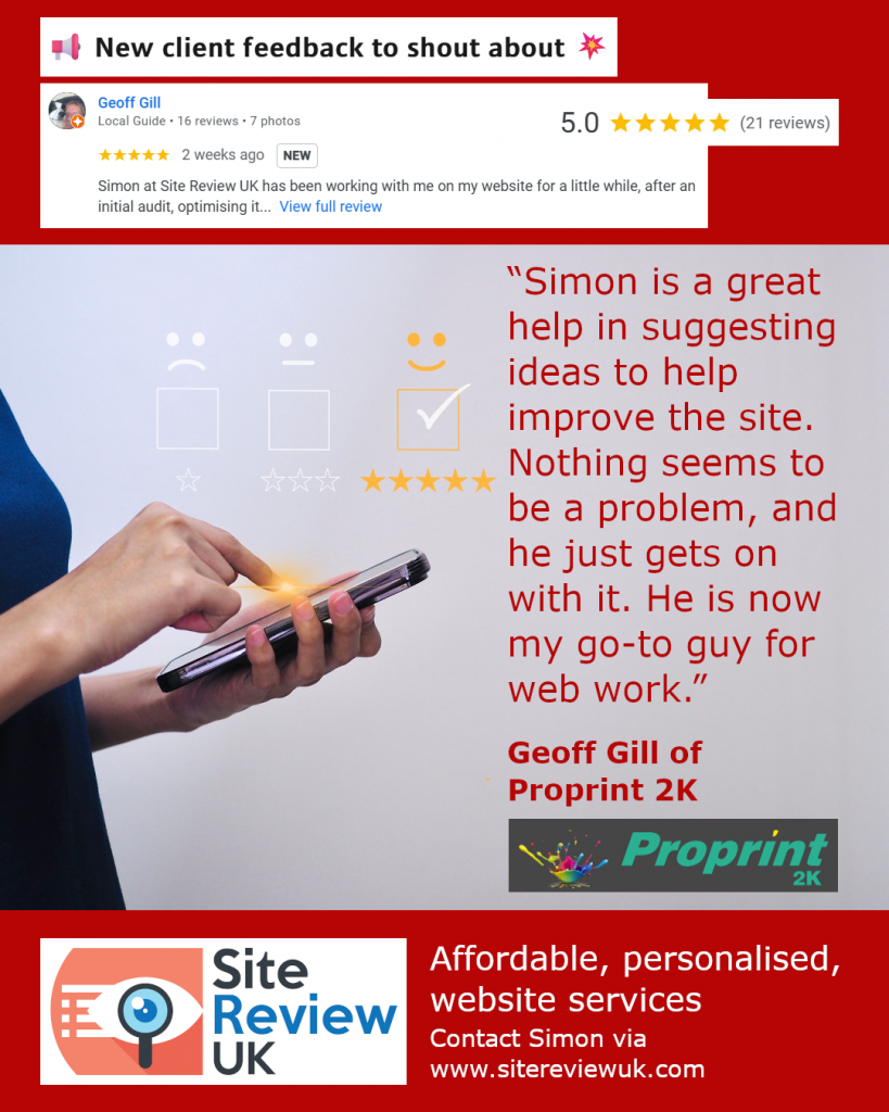 Latest news image. Site Review UK advert: Latest 5-star review #34