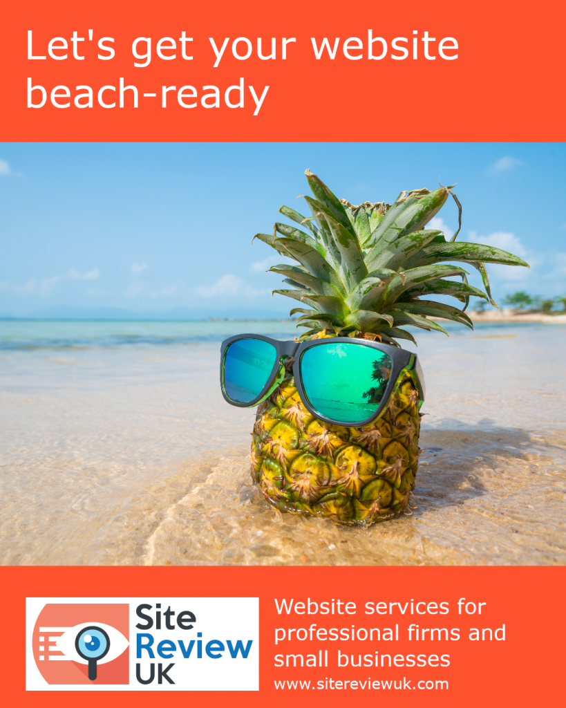 Latest news image. Site Review UK advert: Let's get your website beach-ready