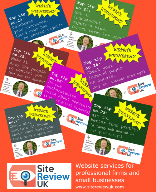 Latest news image. Site Review UK advert: selection of Website Wednesdays